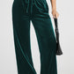 Evergreen Solid Drawstring Waist Wide Leg Pants