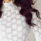 White Floral Lace High Neck Long Sleeve Top