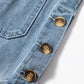 Dusk Blue Slit Buttons Pocketed Denim Jacket