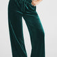 Evergreen Solid Drawstring Waist Wide Leg Pants