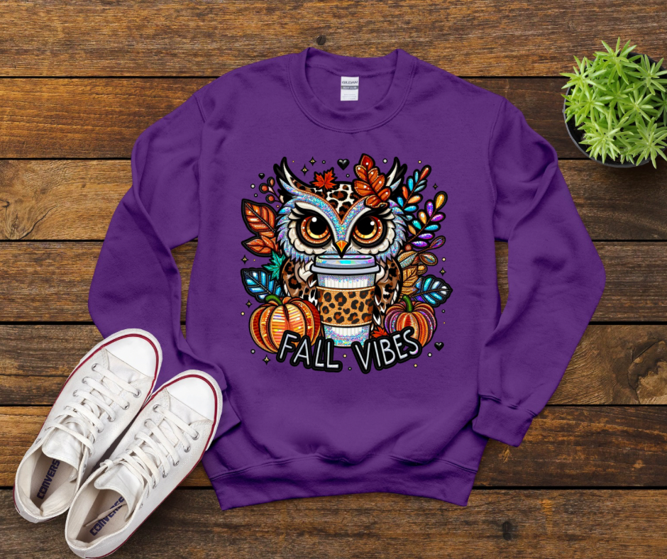 Faux Embroidery Fall Vibes Owl