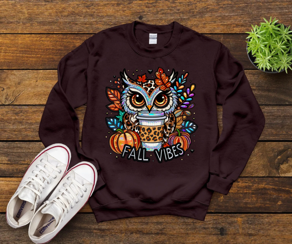 Faux Embroidery Fall Vibes Owl