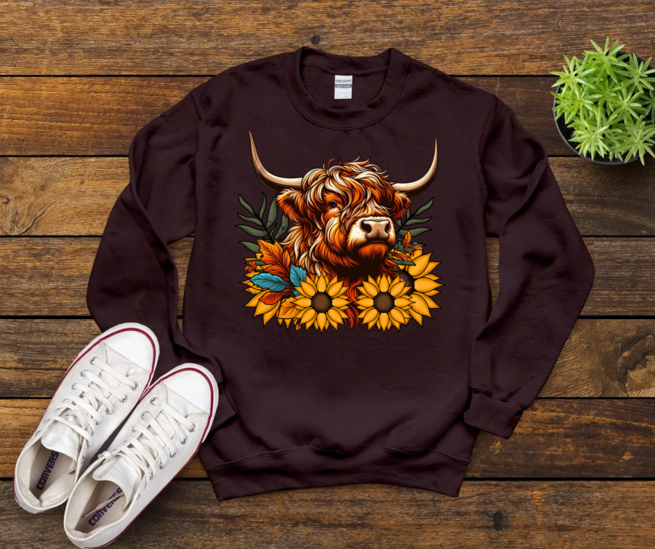 Fall Sunflower Highland Cow