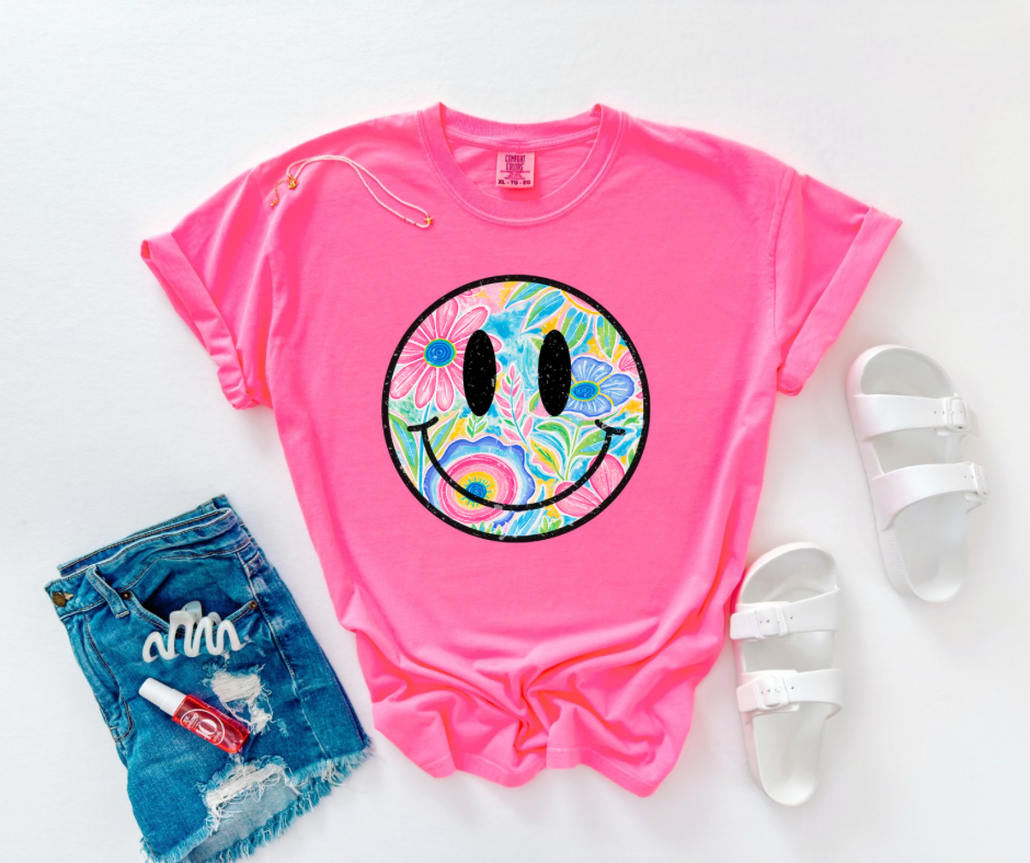 Summer Floral Smiley - Comfort Colors