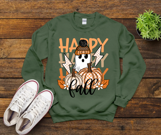 Happy Fall Checkered Bolt Ghost