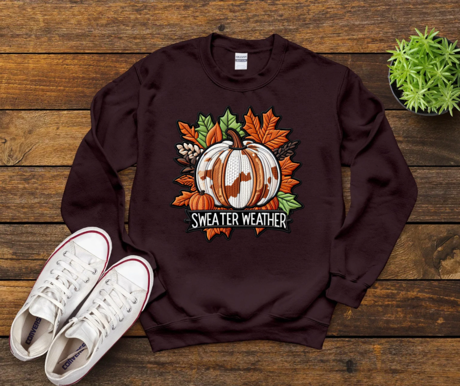 Faux Embroidery Sweater Weather