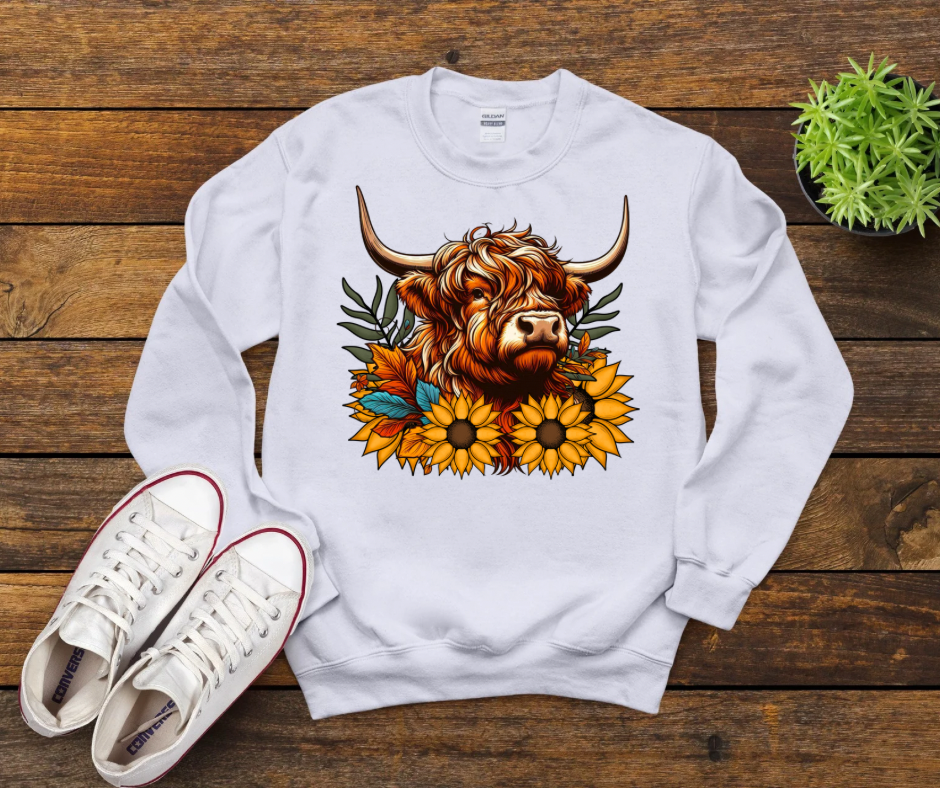 Fall Sunflower Highland Cow