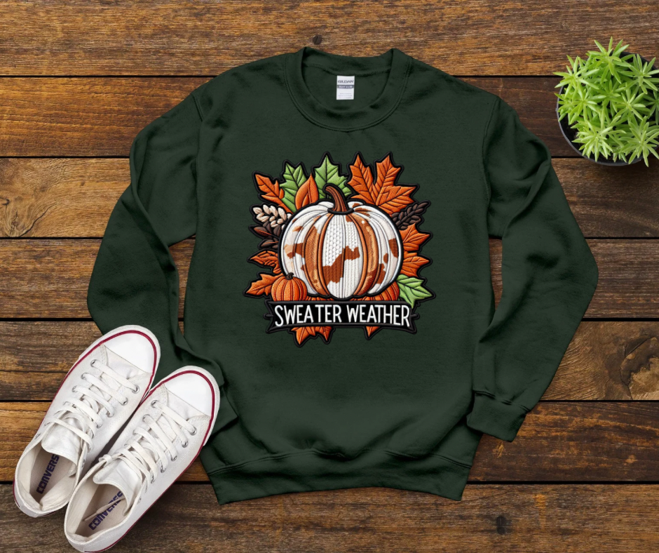 Faux Embroidery Sweater Weather