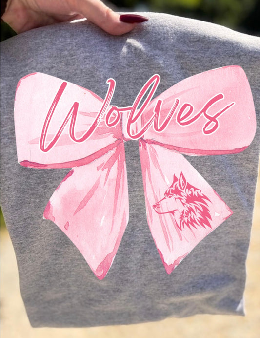 Pink Out Wolves Bow
