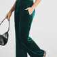 Evergreen Solid Drawstring Waist Wide Leg Pants