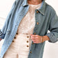 Dusk Blue Slit Buttons Pocketed Denim Jacket