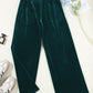 Evergreen Solid Drawstring Waist Wide Leg Pants