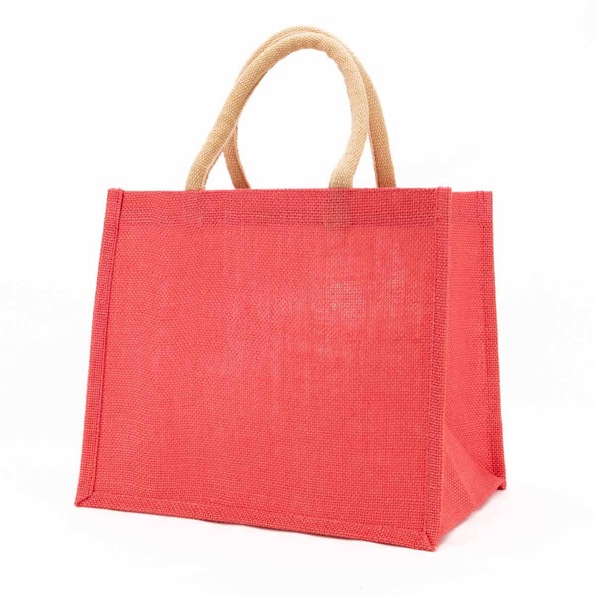 Jute Gift Tote   Coral   12x10x8