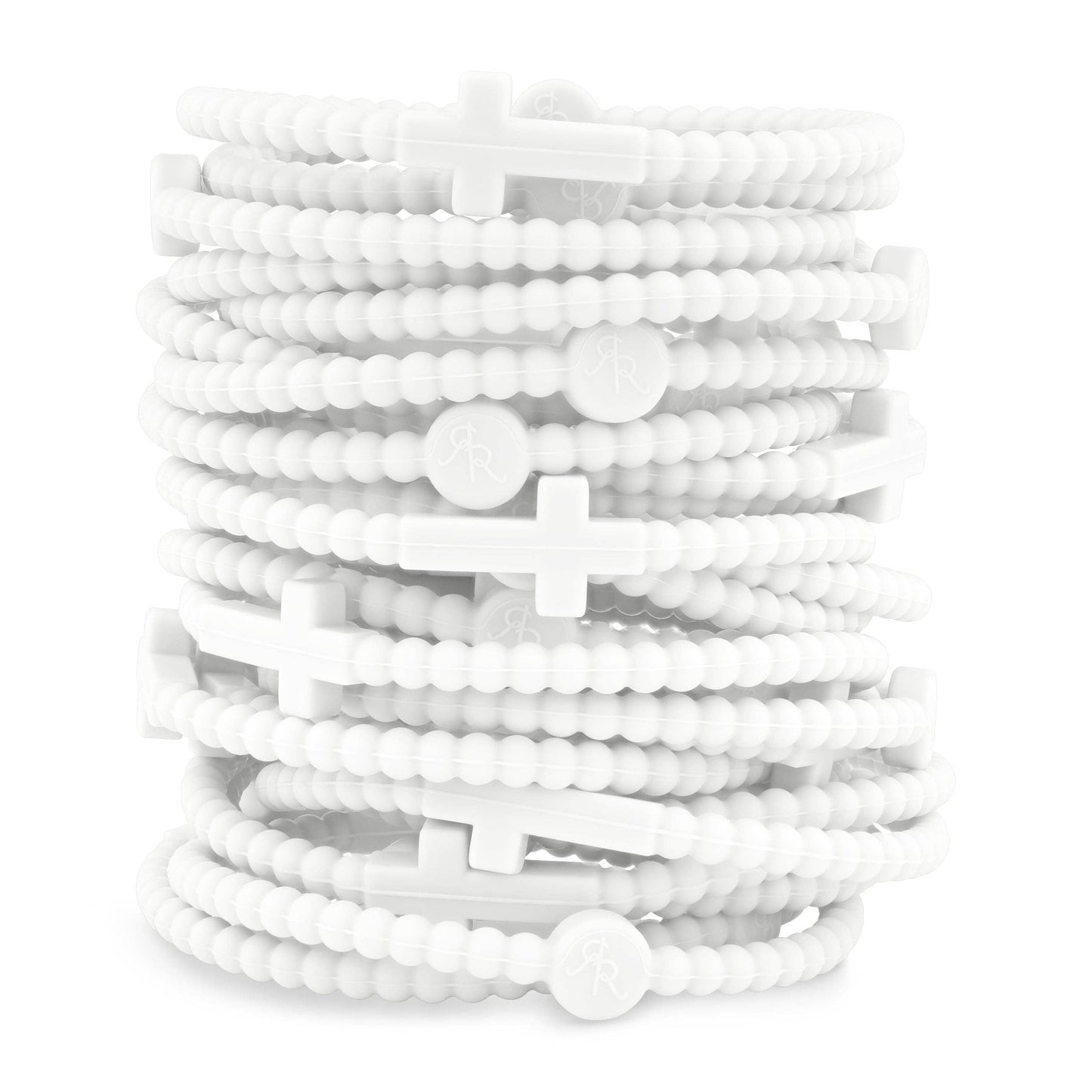 Jesus Bracelets - Group Packs (Cross Bracelets): White (25 Pack) / Medium