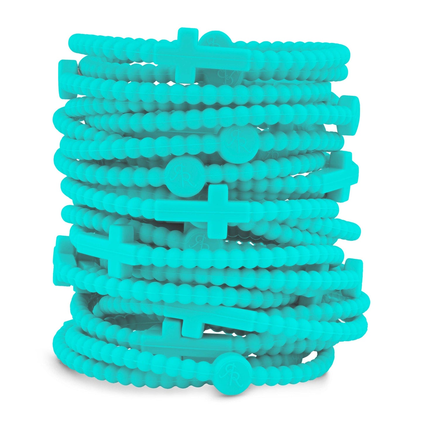 Jesus Bracelets - Group Packs (Cross Bracelets): Turquoise (25 Pack) / Medium