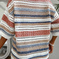 Multicolour Striped Hollow Out Half Sleeve Knitted Sweater