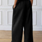 Black Elastic High Waist Drawstring Sweatpants