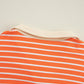 Orange Stripe Color Block Loose Fit Collared Drop Shoulder Sweatshirt