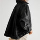 Black Washed Oversize Pocketed Denim Jacket