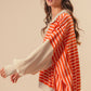 Orange Stripe Color Block Loose Fit Collared Drop Shoulder Sweatshirt