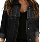 Black Washed Oversize Pocketed Denim Jacket