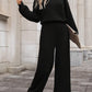 Black Solid Ribbed Knit Keyhole Back High Waist Jumpsuit