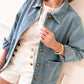 Dusk Blue Slit Buttons Pocketed Denim Jacket