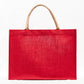 Jute Pocket Tote   Red   19x14x7.5