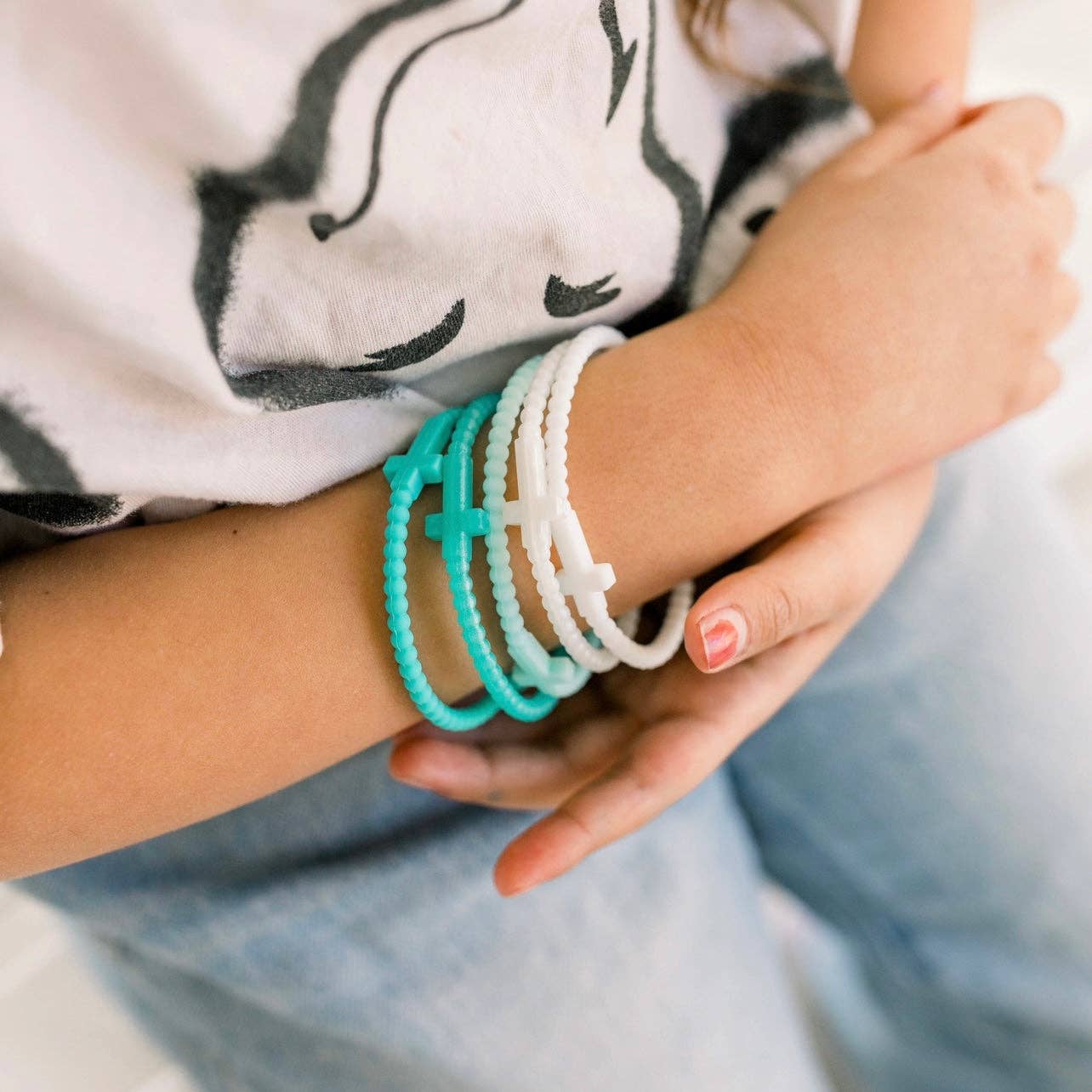 Jesus Bracelets - Group Packs (Cross Bracelets): Turquoise (25 Pack) / Medium