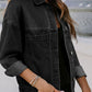 Black Washed Oversize Pocketed Denim Jacket