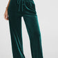 Evergreen Solid Drawstring Waist Wide Leg Pants