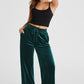 Evergreen Solid Drawstring Waist Wide Leg Pants