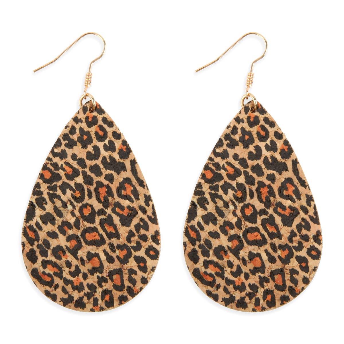 LEOPARD TEARDROP CORK EARRINGS